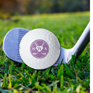 Classic Custom Monogram Golf Club Heart   Purple Golf Balls