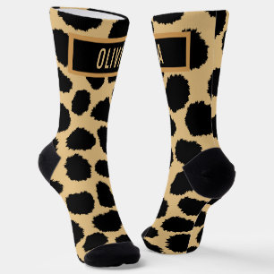 Classic Custom Name Cheetah Animal Print Pattern Socks