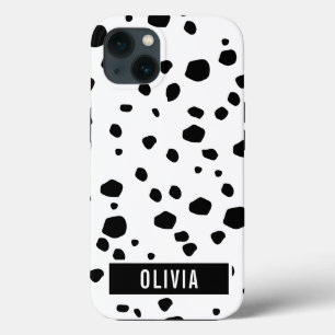 Classic Custom Name Dalmatian Animal Print Pattern iPhone 13 Case