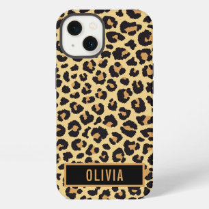 Classic Custom Name Leopard Animal Print Pattern iPhone 13 Case