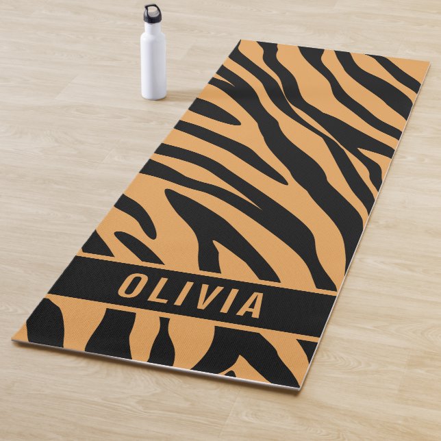 Classic Custom Name Tiger Animal Print Pattern Yoga Mat (In Situ)