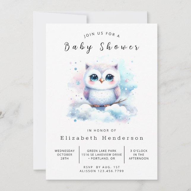 Classic Custom Owl Baby Shower Invitation (Front)