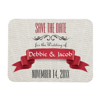 Classic Custom Save the Date Red Banner Magnet