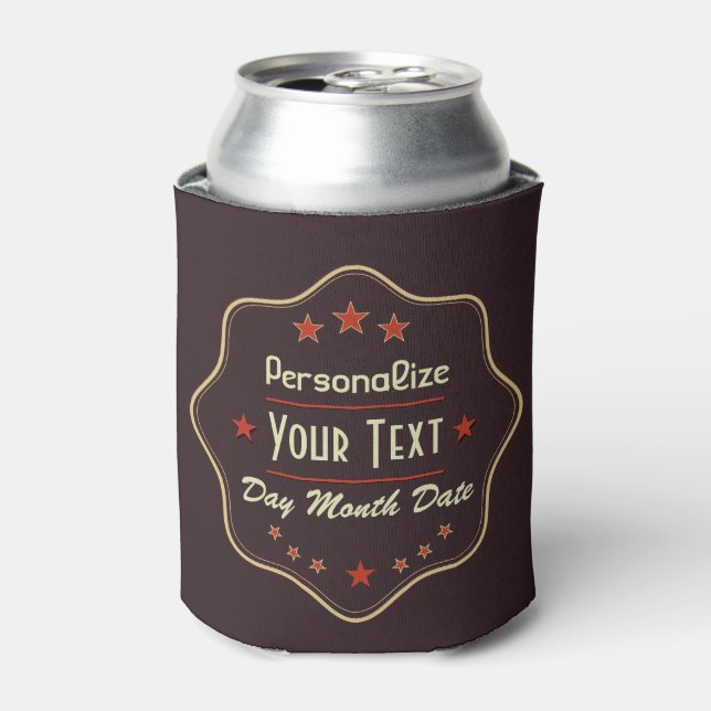 Classic Custom Text Retro Label Can Cooler (Can Front)