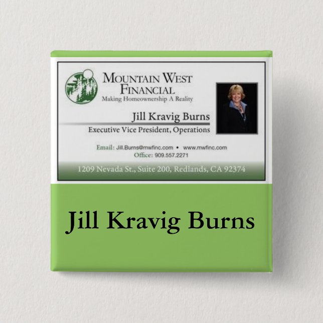 Classic Customisable Business Card Name Tag Pin (Front)
