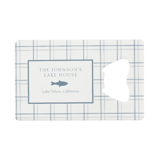Classic Customisable Plaid Lake House Blue Fish (Front (Horizontal))