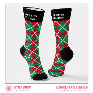 Classic Customised Argyle Christmas Socks