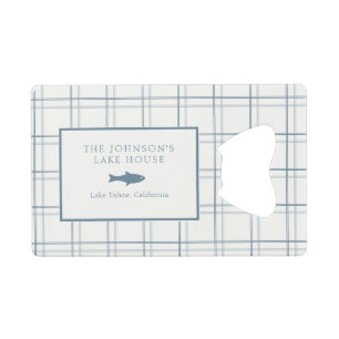 Classic Customizable Plaid Lake House Blue Fish