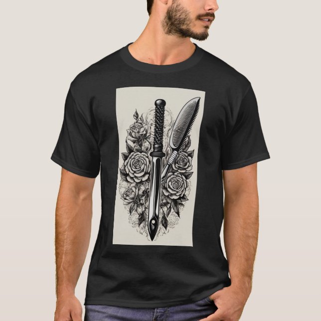 Classic Cut: Sailor Jerry Style Comb and Shears  T-Shirt (Front)