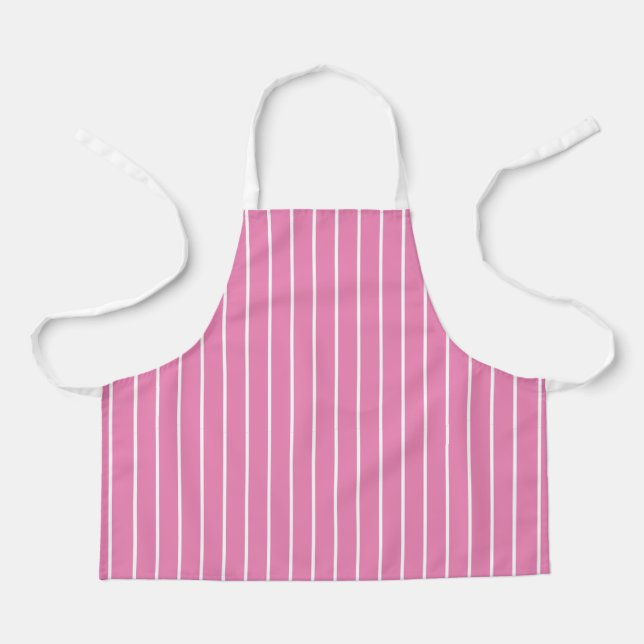 Classic Cute Chic Pink and Thin White Stripes Apron (Front)