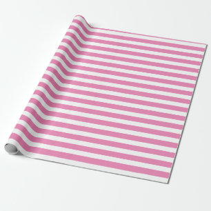 Classic Cute Chic Pink and White Striped Wrapping Paper