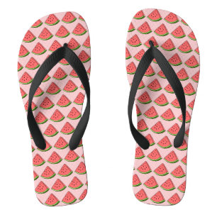 Classic Cute Chic Pink Watermelon Slice Pattern  Thongs