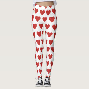 Classic Cute Chic Red Heart Pattern Leggings