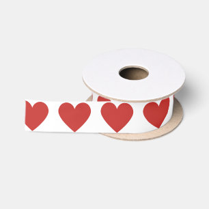 Classic Cute Chic Red Hearts on White Satin Ribbon