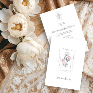 Classic Cute Floral Peonies Bunch in Gray & Pink Invitation