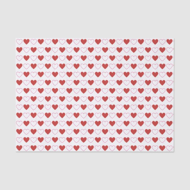 Classic Cute Hearts Red Pink White Pattern Tissue Paper (Front)