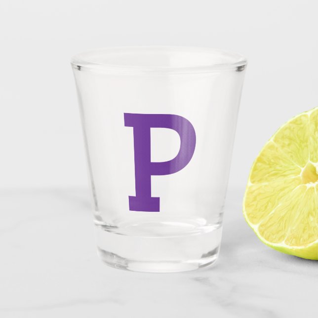 Classic Cute Initial Letter Purple Shot Glass (Front)