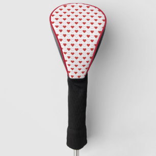 Classic Cute Minimal Hearts Red Pink White Pattern Golf Head Cover