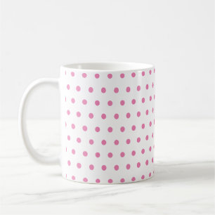 Classic Cute Pink Polka Dots on White Coffee Mug