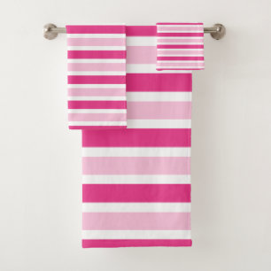 Classic Cute Pink & White Stripes  Bath Towel Set
