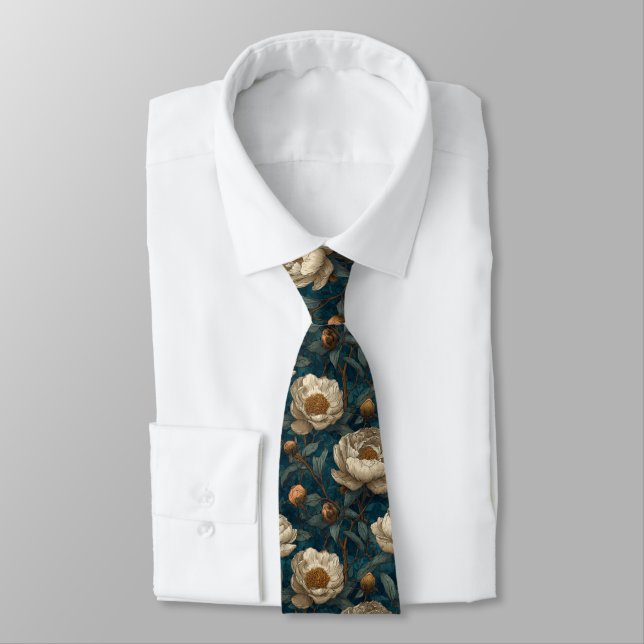 Classic Dads Fathers Day Gifts Peonies Tie (Tied)