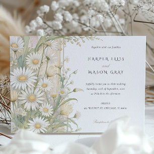 Classic Daisies Elegant Pastel Wedding Invitation