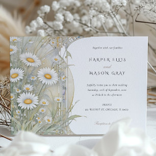 Classic Daisies Elegant Pastel Wedding Invitation