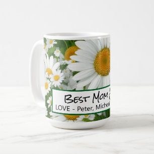 Classic daisy pattern white floral fields greenery coffee mug