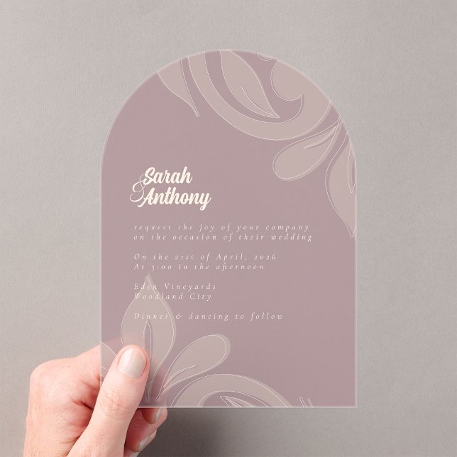 Classic Damask Baby Pink Wedding Acrylic Invitations (Creator Uploaded)