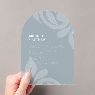Classic Damask Cadet Grey Wedding Acrylic Invitations