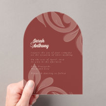 Classic Damask Grenache Wedding Acrylic Invitation