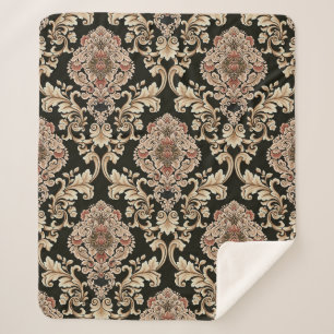 classic damask jacquard pattern with frameabstract sherpa blanket
