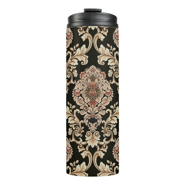 classic damask jacquard pattern with frameabstract thermal tumbler (Front)