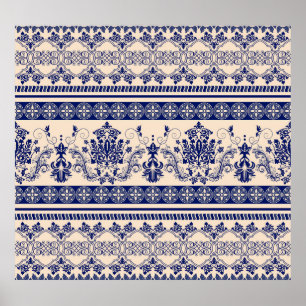 Classic Damask: Ornamental Seamless Wallpaper. Poster