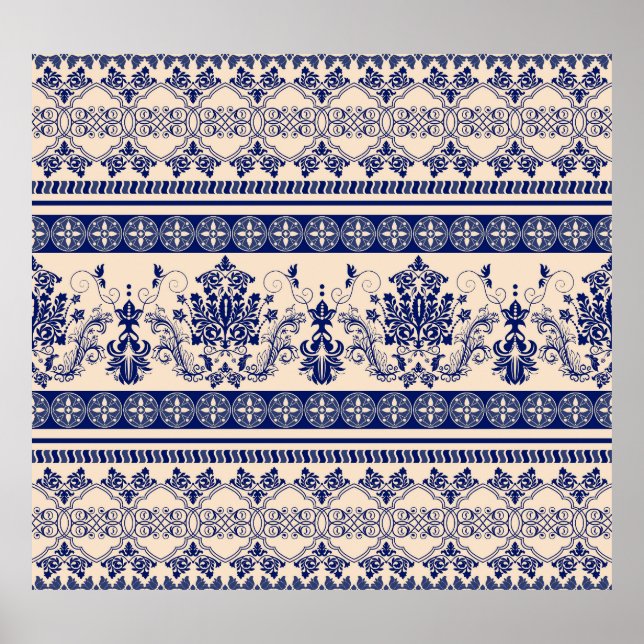 Classic Damask: Ornamental Seamless Wallpaper. Poster (Front)