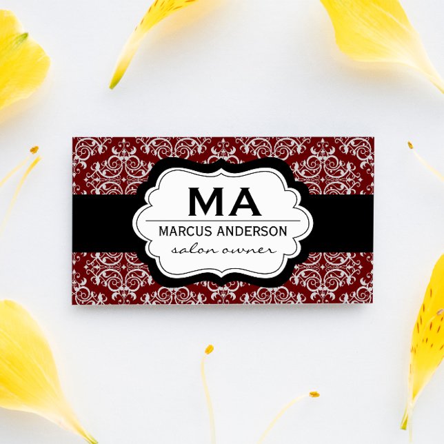 Classic Damask Pattern (red) Appointment Card (Creator Uploaded)