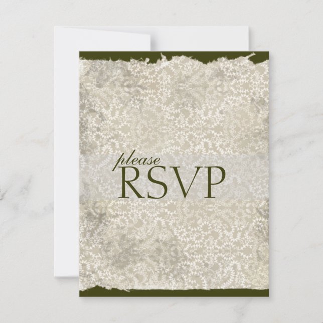 Classic Damask RSVP Cards, Olive Card (Front)