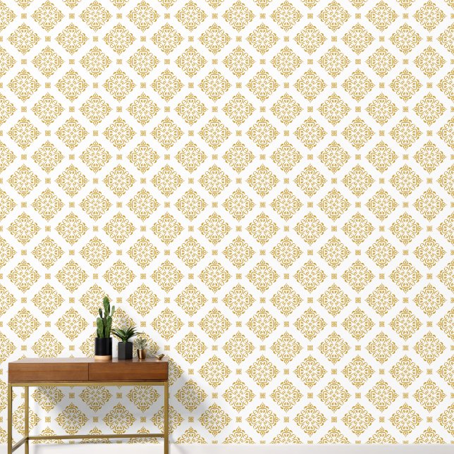 Classic damask seamless pattern wallpaper (Hallway)