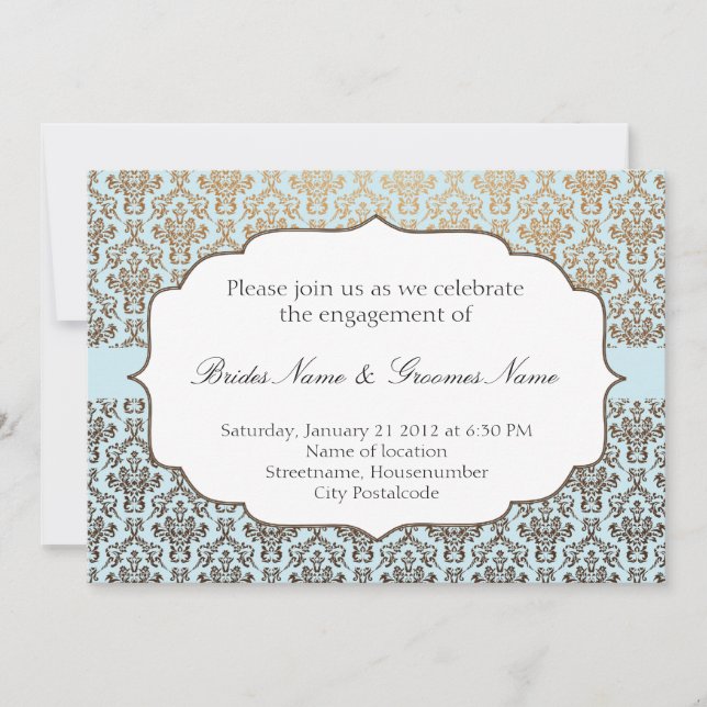 Classic Damask Wedding Invitation (Front)