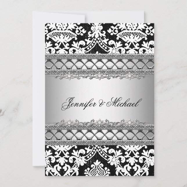 Classic Damask Wedding Party Invitation (Front)