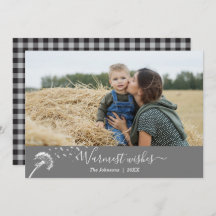 Classic Dandelion Buffalo Plaid Warm Wishes Card