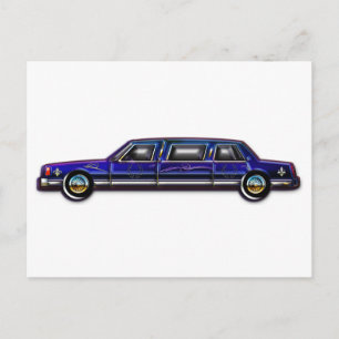 Classic Dark Blue Limo Postcard