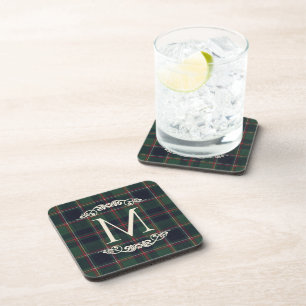 Classic Dark Blue Red Green Plaid Pattern Coaster