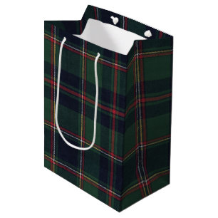 Classic Dark Blue Red Green Plaid Pattern Medium Gift Bag