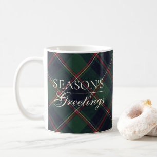 Classic Dark Blue Red Green Plaid Pattern Two-Tone Coffee Mug