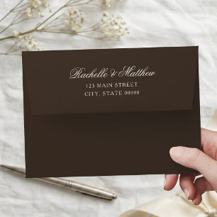 Classic Dark Brown Old Money Wedding Envelope