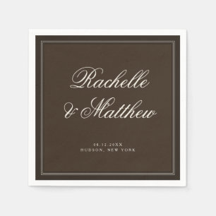 Classic Dark Brown Old Money Wedding Napkin