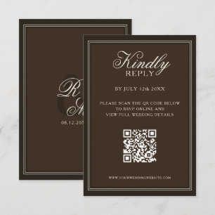 Classic Dark Brown Old Money Wedding RSVP Card