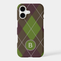 Classic Dark Green Argyle Pattern Monogram