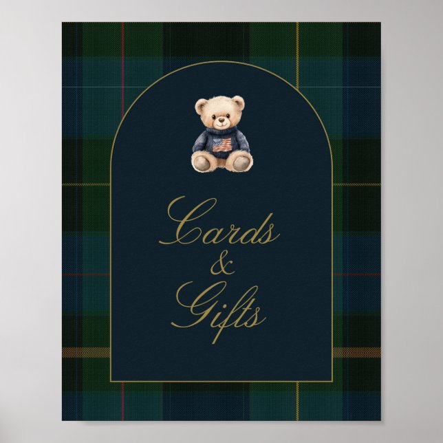 Classic Dark Green Plaid Baby Shower Cards & Gifts Poster (Front)